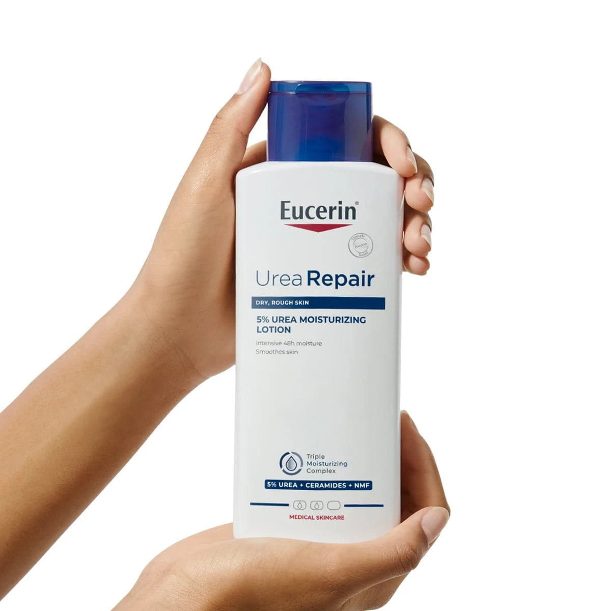 Eucerin UreaRepair 5% Urea Moisturizing Lotion 250ml in hand