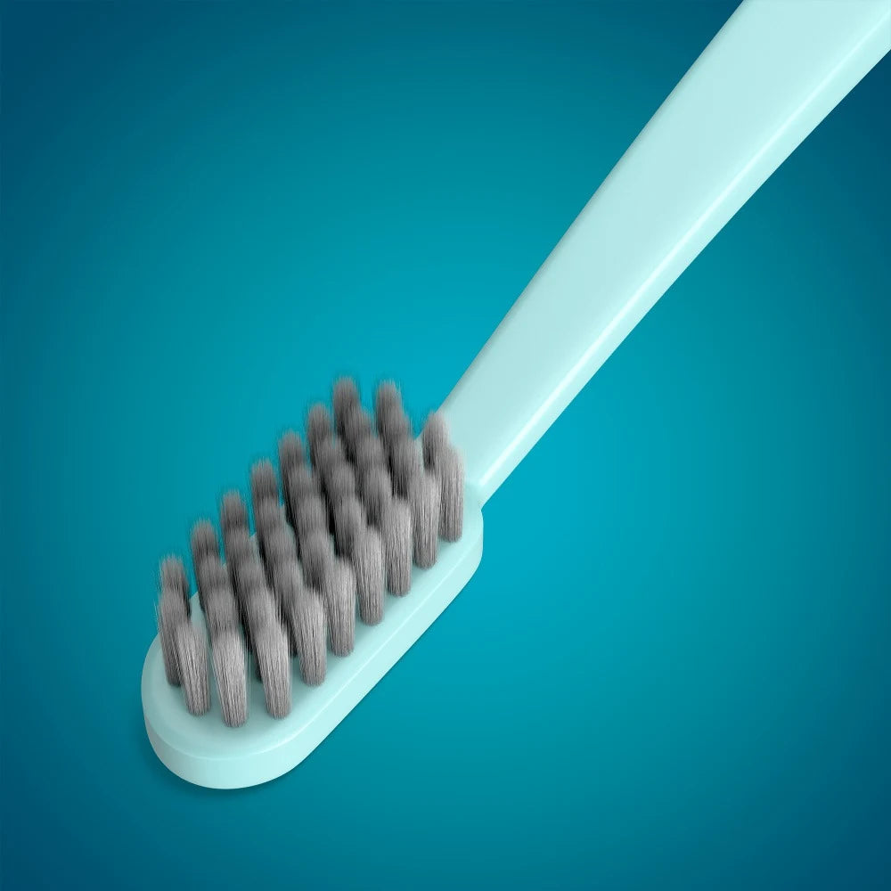 MEDIBLANC Silver Bristles Toothbrushes 4-Pack brush head close-up