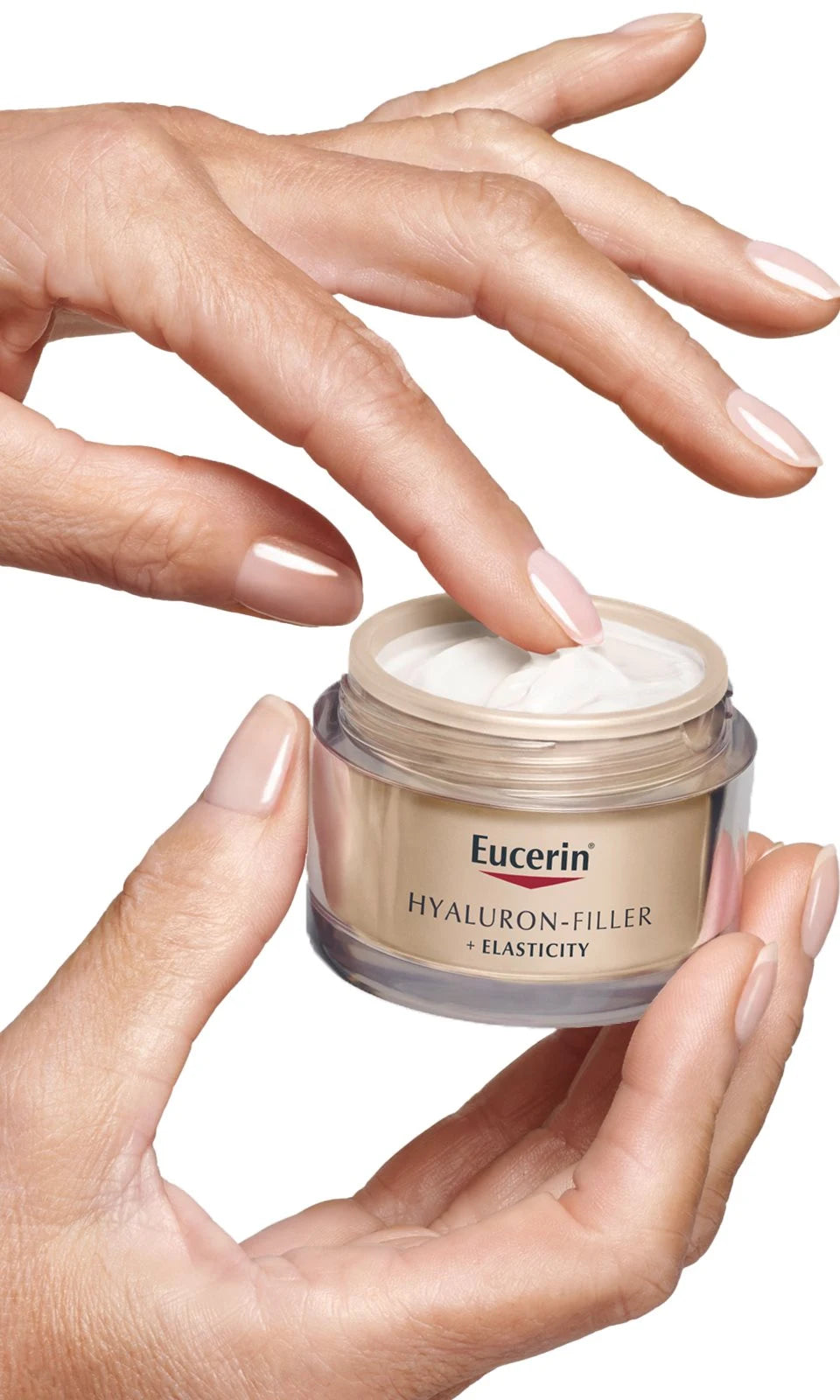 Eucerin Hyaluron-Filler + Elasticity Day Cream SPF 15 50ml application